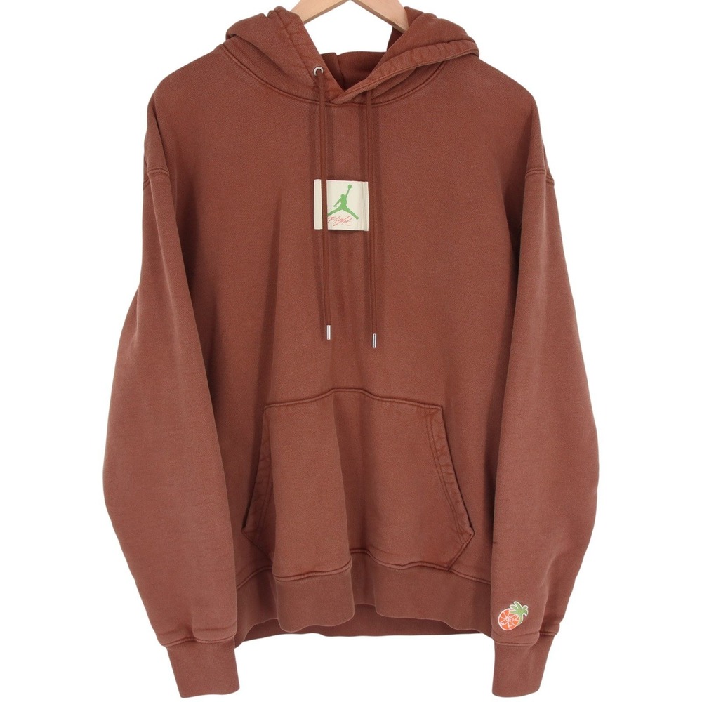 Air Jordan x Titan Mens Fleece Hoodie Size L Corduroy Brown Long Sleeve Pullover
